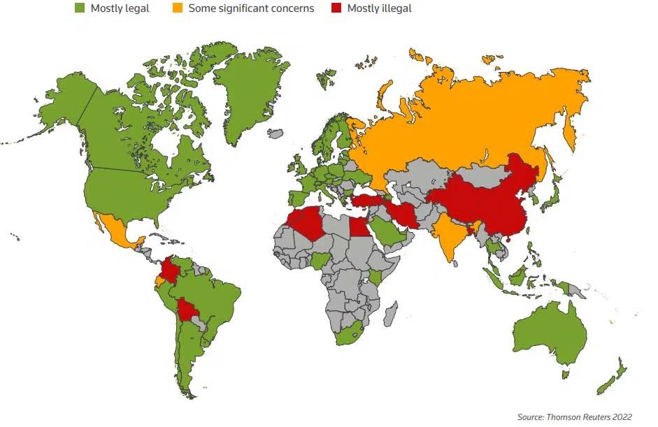 Map of bitcoin regulation