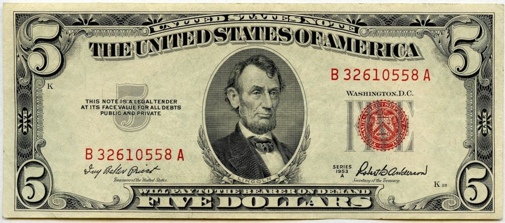 US $5 banknote